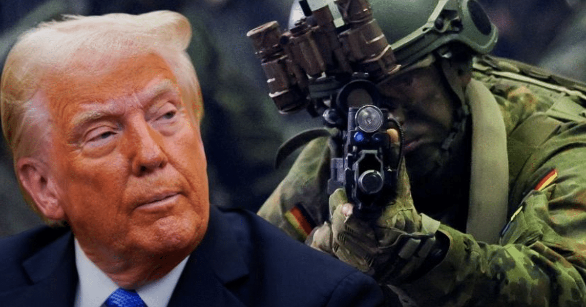 Persona rubia y soldado en uniforme militar en imagen compuesta, relacionada con designación de grupos terroristas.