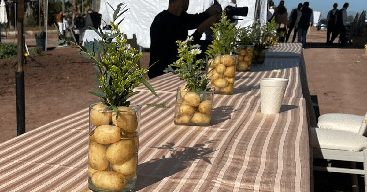 Mesa con papas y flores en el Festival Pa' la Papa Mochis 2025