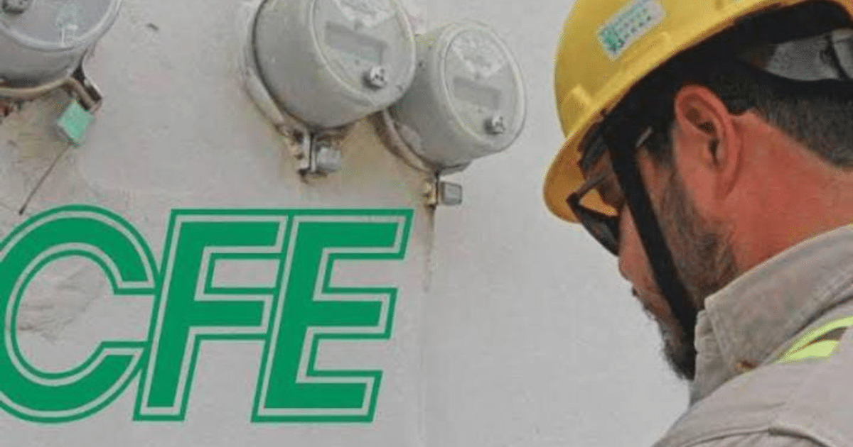 Trabajador de la CFE inspeccionando medidores eléctricos en una escuela.