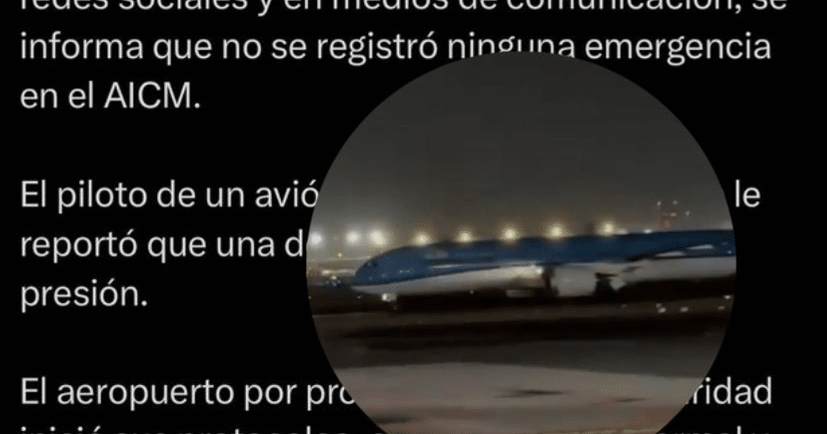 Avión de KLM en pista del AICM tras incidente de baja presión en tren de aterrizaje