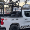 Vehículo de la Guardia Nacional con personal armado en operativo en Villa Bonita, Culiacán.