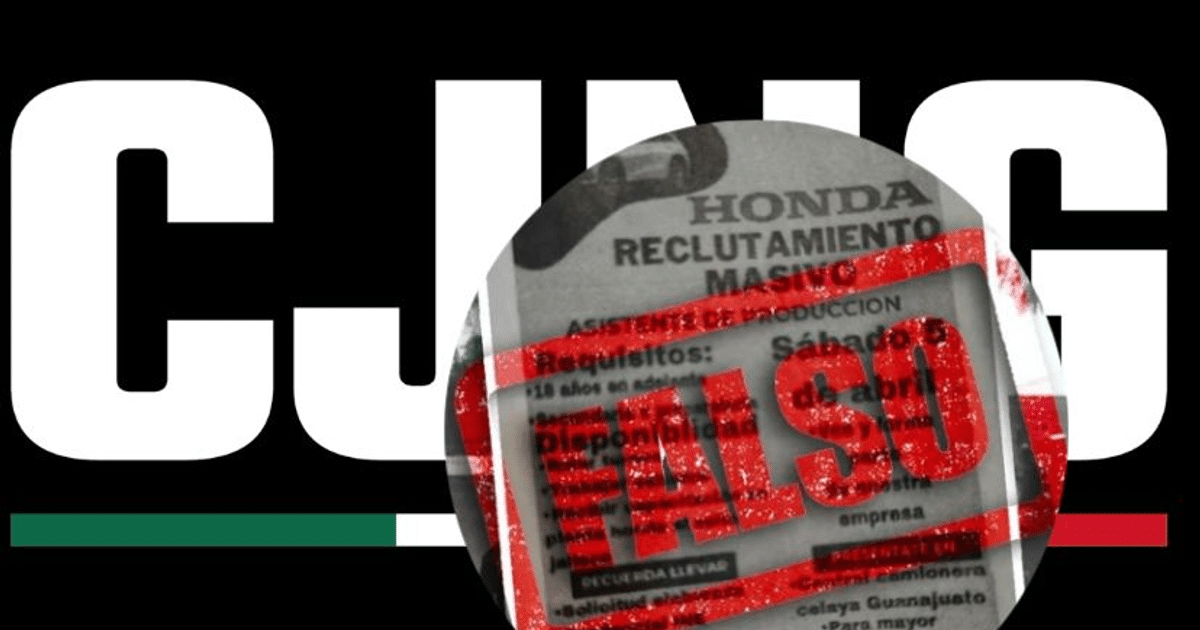 Logotipo CJNG y documento falso de reclutamiento en Honda