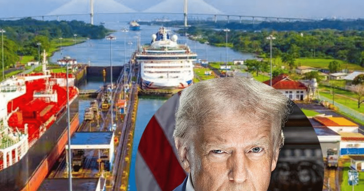 Barcos en el canal de Panamá con un gran crucero y barcos de carga, en relación con la estrategia de defensa nacional de EE.UU.