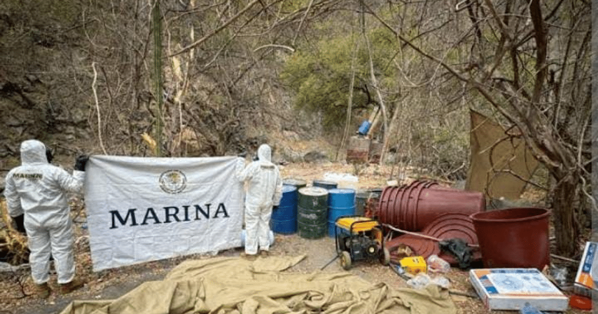Personal de la Marina en operativo de desmantelamiento de laboratorios clandestinos en Culiacán