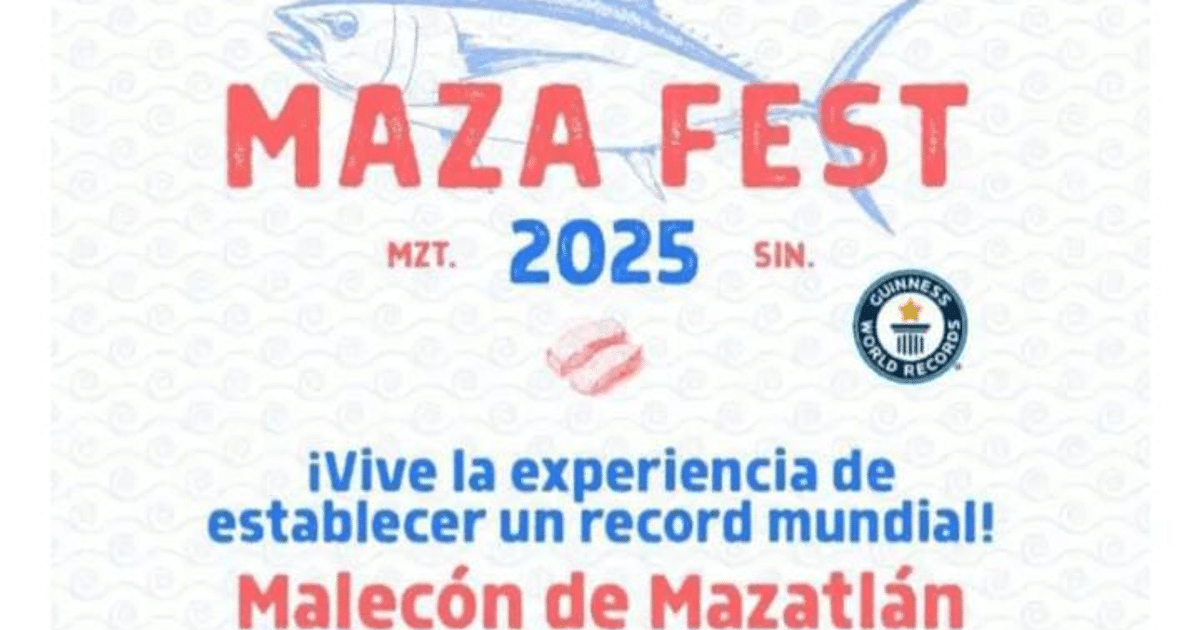 Cartel del MazaFest 2025 en Mazatlán con logo de Récords Mundiales Guinness