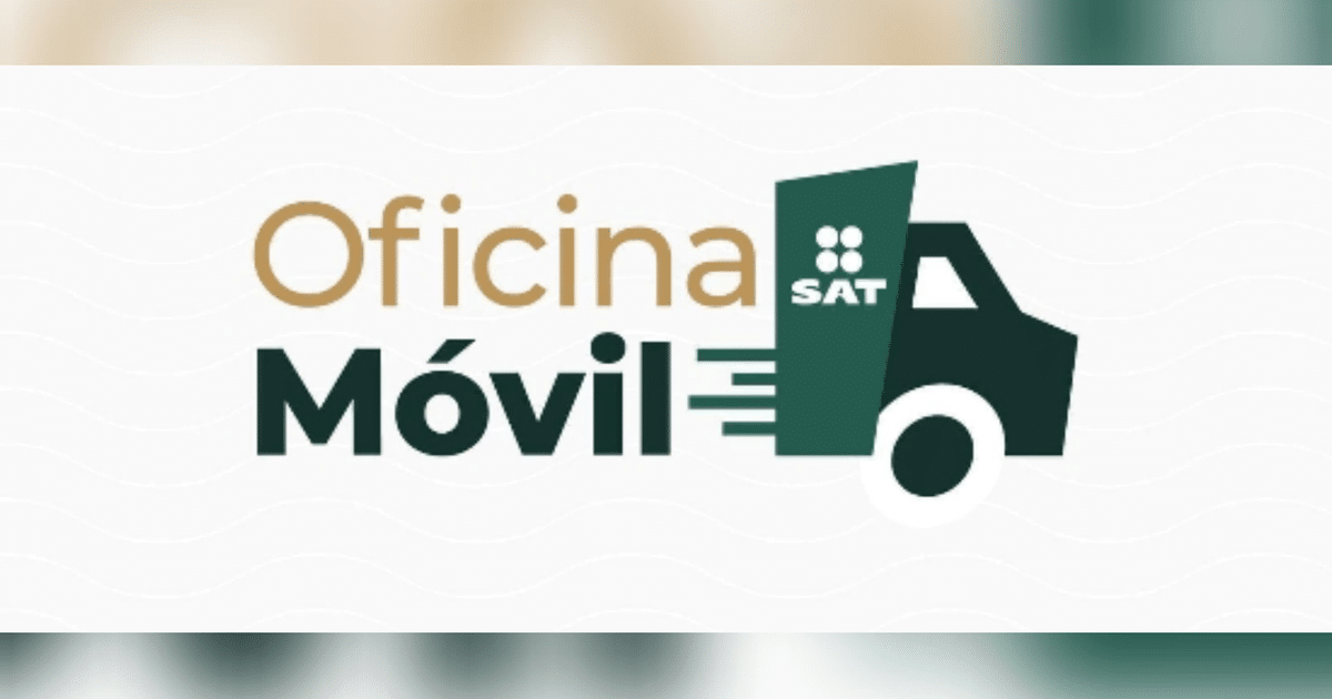 Logotipo de la Oficina Móvil del SAT con un camión ilustrado, representando servicios fiscales móviles en Mazatlán.