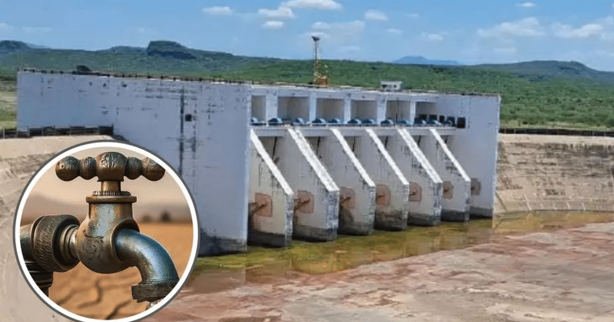 Represa con compuertas y grifo metálico en un paisaje natural, simbolizando la gestión del agua en Sinaloa.