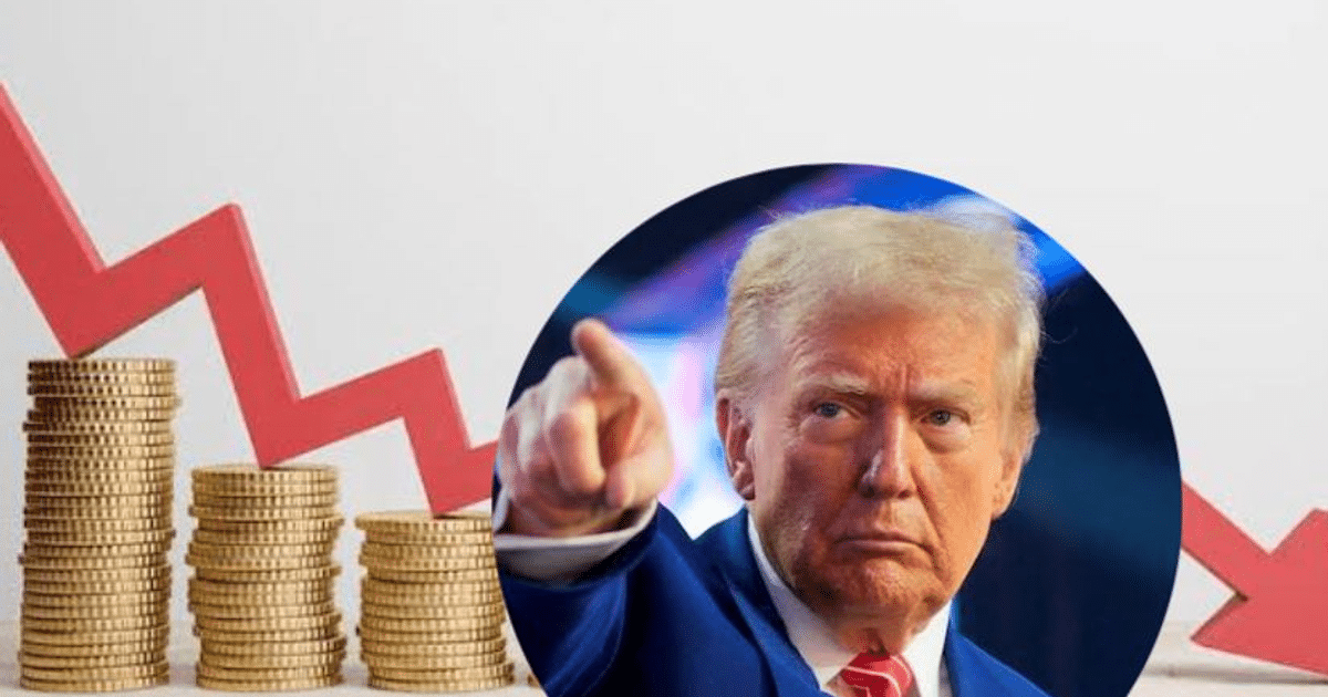 Gráficos de tendencia a la baja con monedas y figura señalando, representando el impacto económico en el turismo.