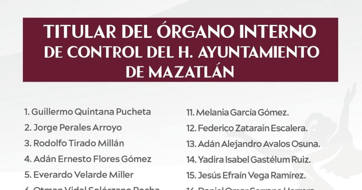 Lista de aspirantes al Órgano Interno de Control del Ayuntamiento de Mazatlán