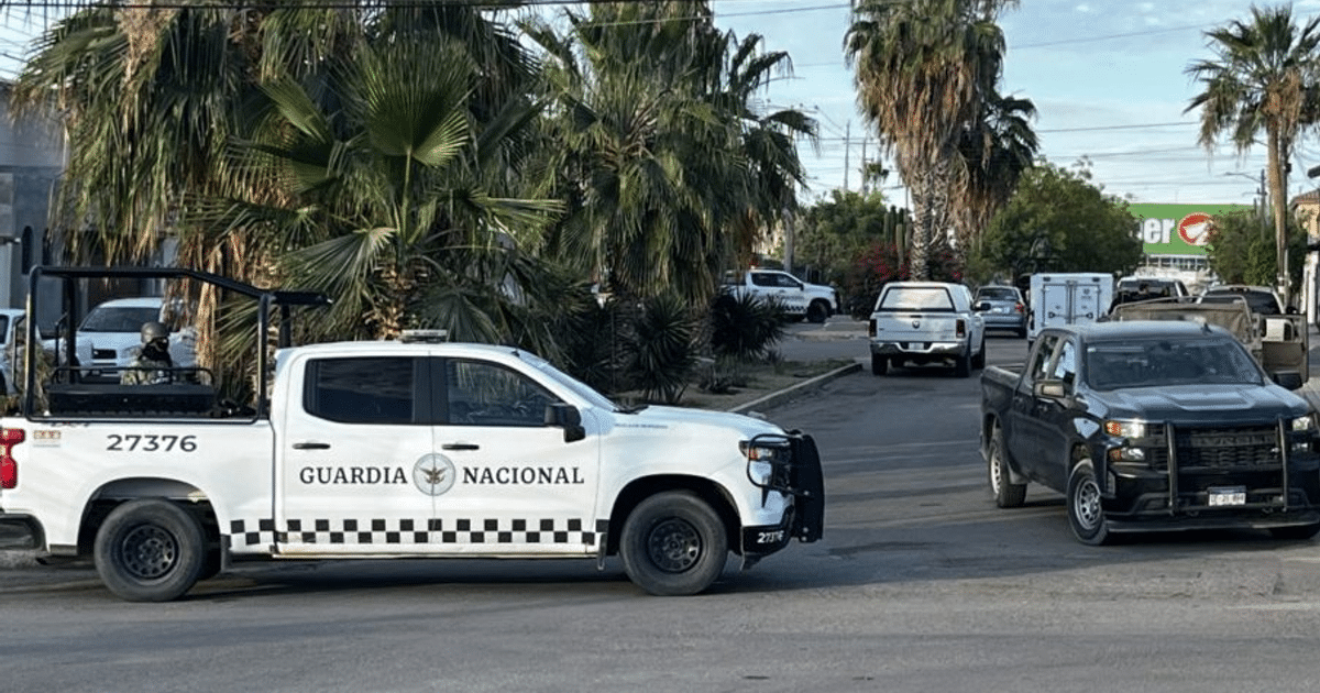 Vehículo de la Guardia Nacional en Cabo San Lucas durante operativo de seguridad
