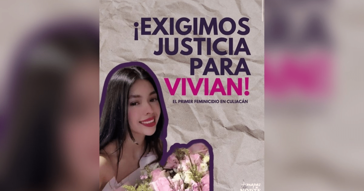 Cartel de justicia para Vivian Karely, víctima de feminicidio en Culiacán, con su imagen sonriendo y sosteniendo flores.