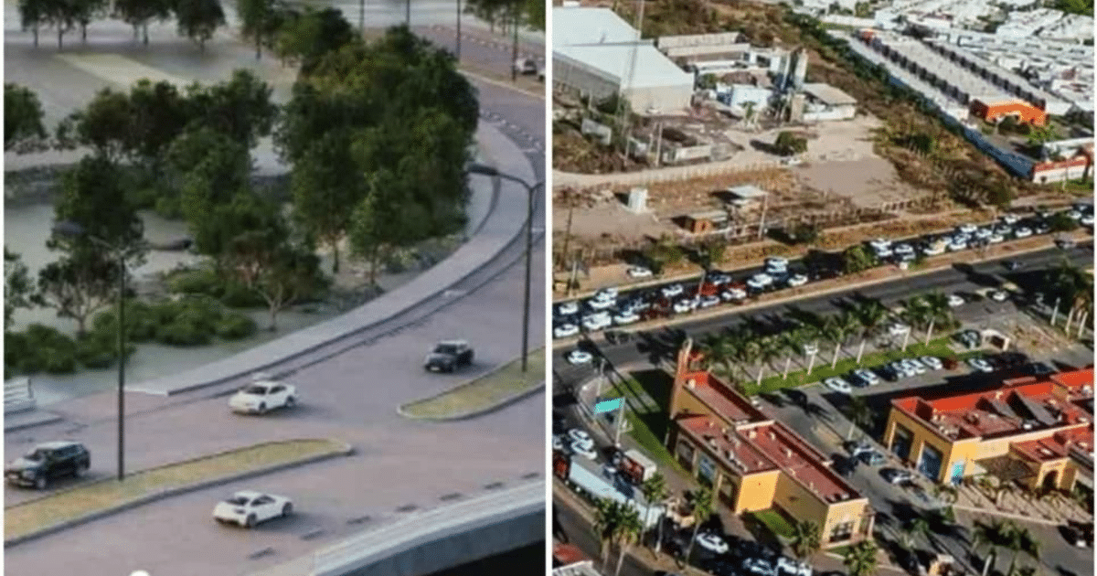 Comparación de un modelo urbano y una fotografía aérea de Culiacán, relacionada con el proyecto del megamalecón.