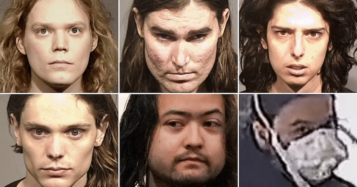 Seis fotografías de fichas policiales relacionadas con un culto extremo investigado en EE.UU.