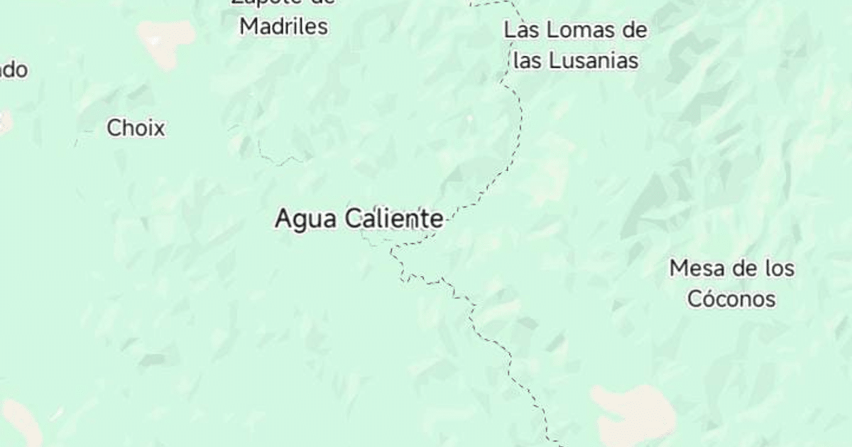 Mapa de localidades en Choix, Sinaloa, incluyendo Agua Caliente y Zapot de Madriles.