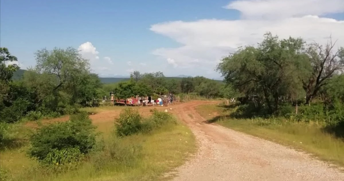 Paisaje rural en Buyubampo con camino de tierra y vegetación, escenario de un hallazgo.