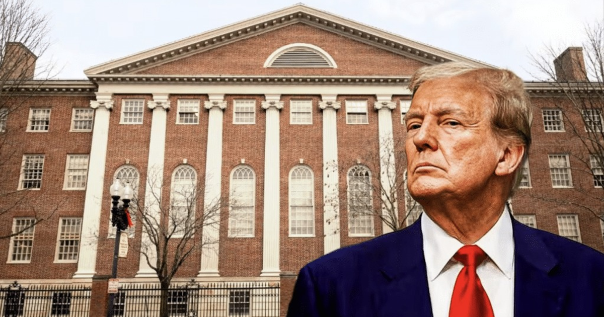 Persona frente a edificio de ladrillo, contexto de suspensión SEVIS en Harvard