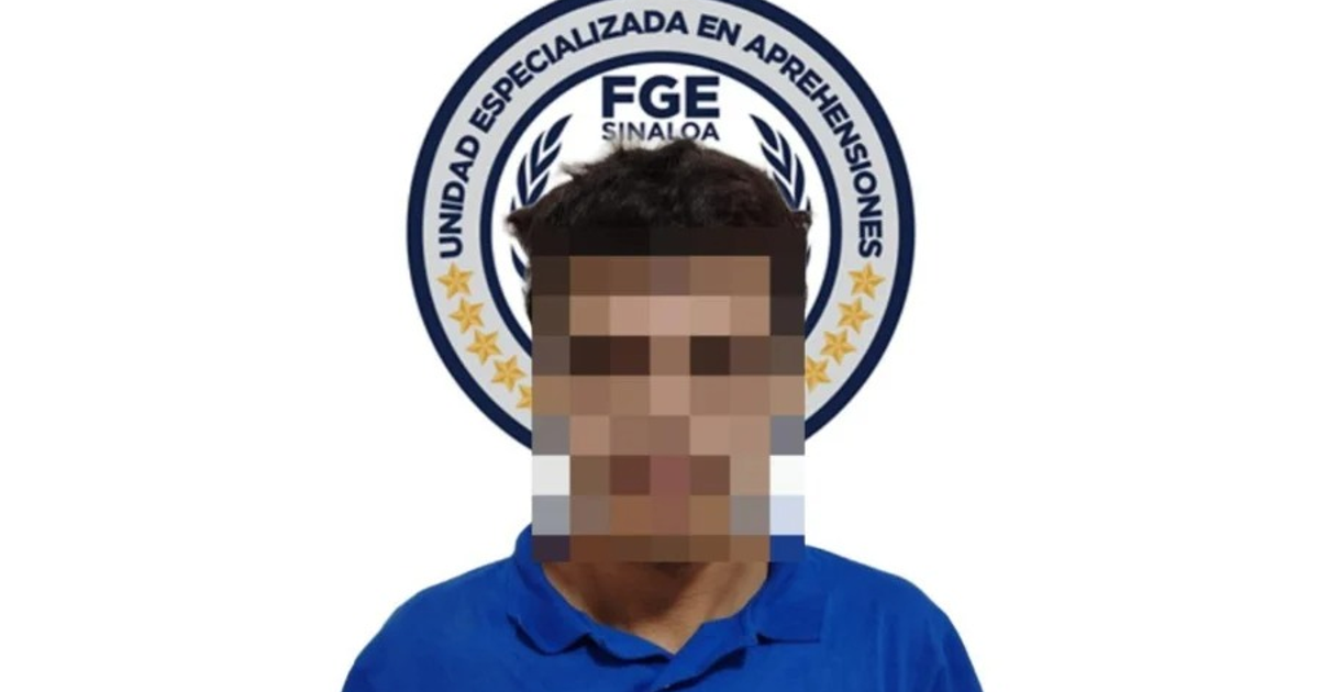 Persona con rostro pixelado y emblema de la Unidad Especializada en Aprehensiones de FGE Sinaloa
