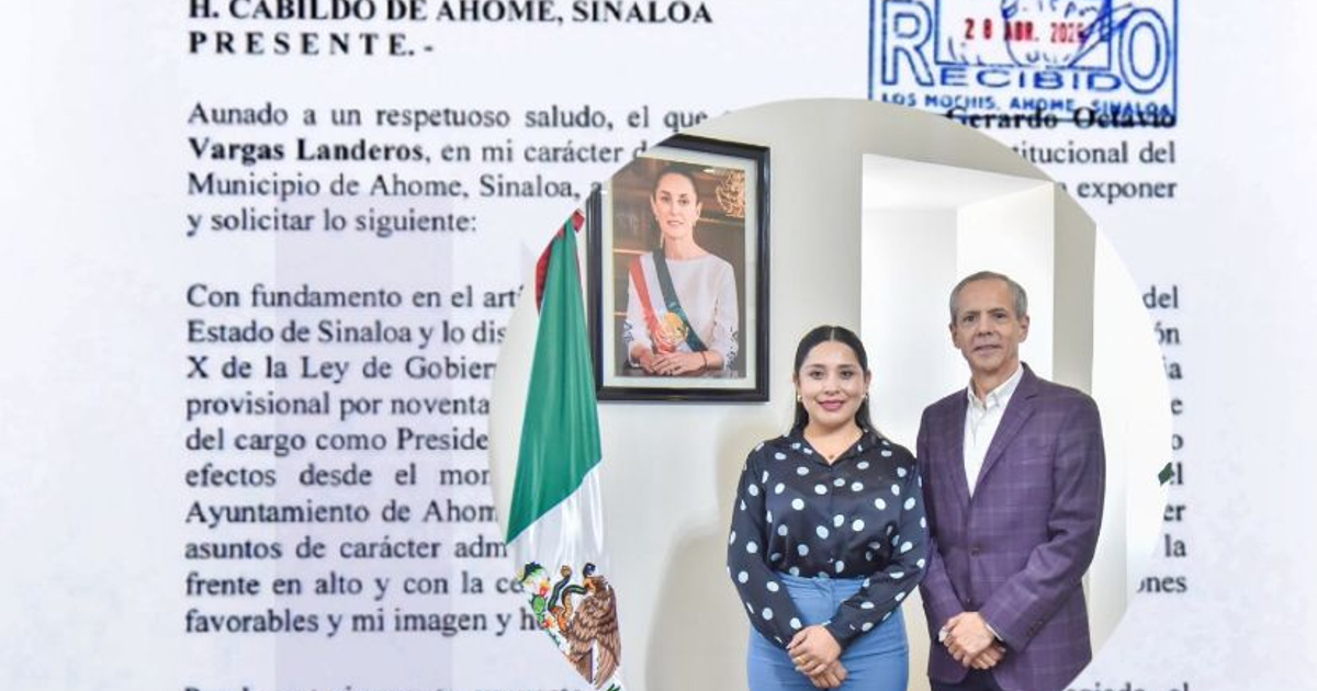 Documento oficial del H. Cabildo de Ahome sobre licencia del alcalde y designación de alcaldesa interina.