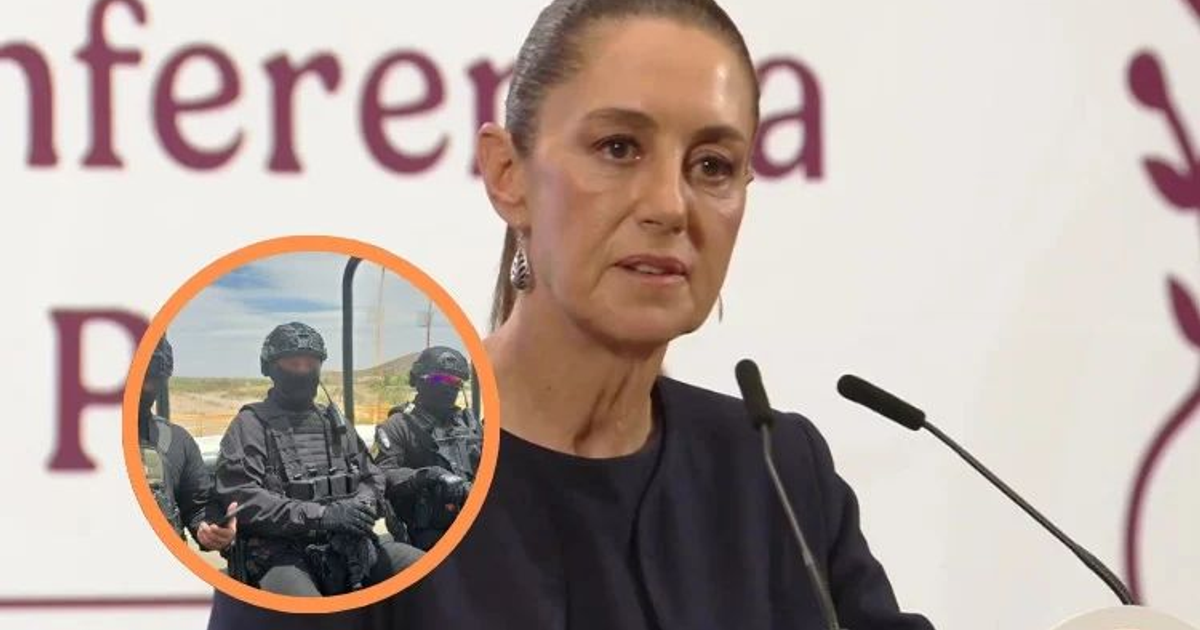 Mujer en podio durante conferencia de prensa sobre operativos en Sinaloa
