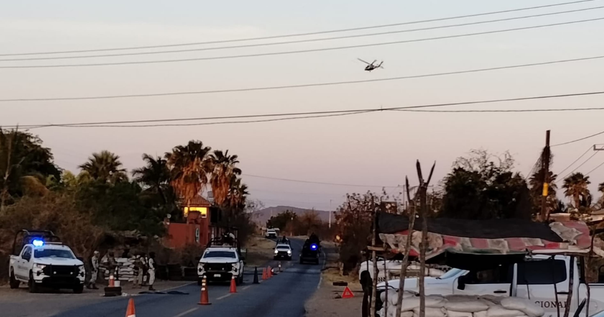 Operativo de seguridad en Carrizalejo con vehículos policiales y helicóptero
