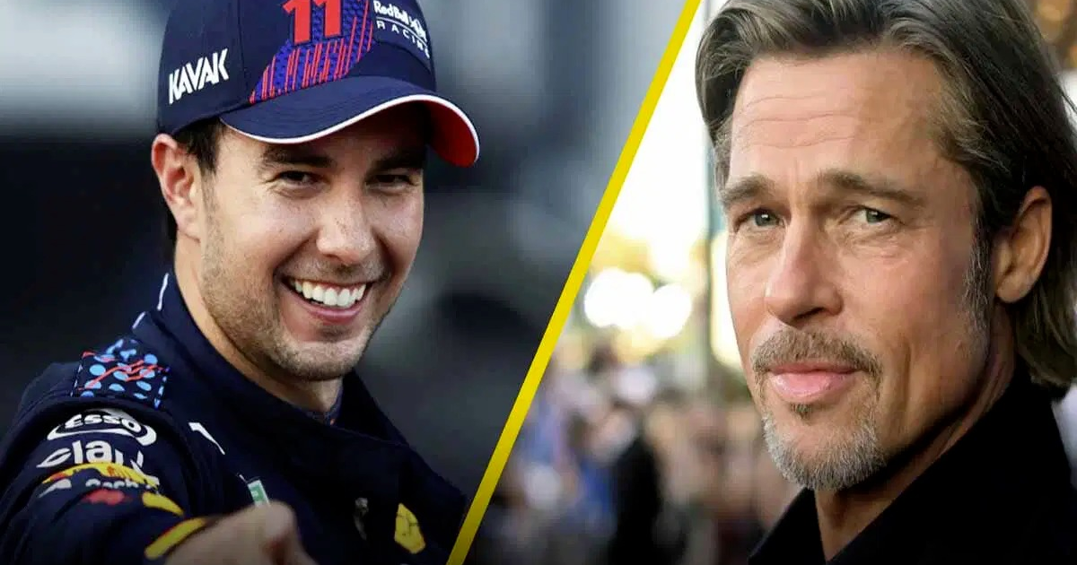 Sergio Checo Pérez y Brad Pitt en evento de la película F1