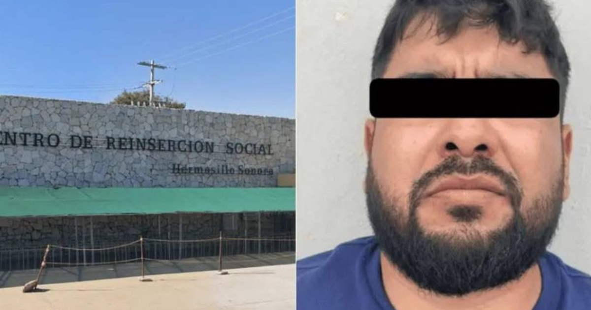 Centro de Reinserción Social de Hermosillo y hombre con rostro oculto, relacionado con la fuga de 'El Ponchis'.