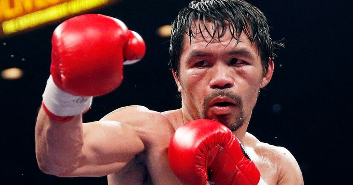 Manny Pacquiao y Mario Barrios cara a cara en la conferencia de prensa previa a su combate en Las Vegas.