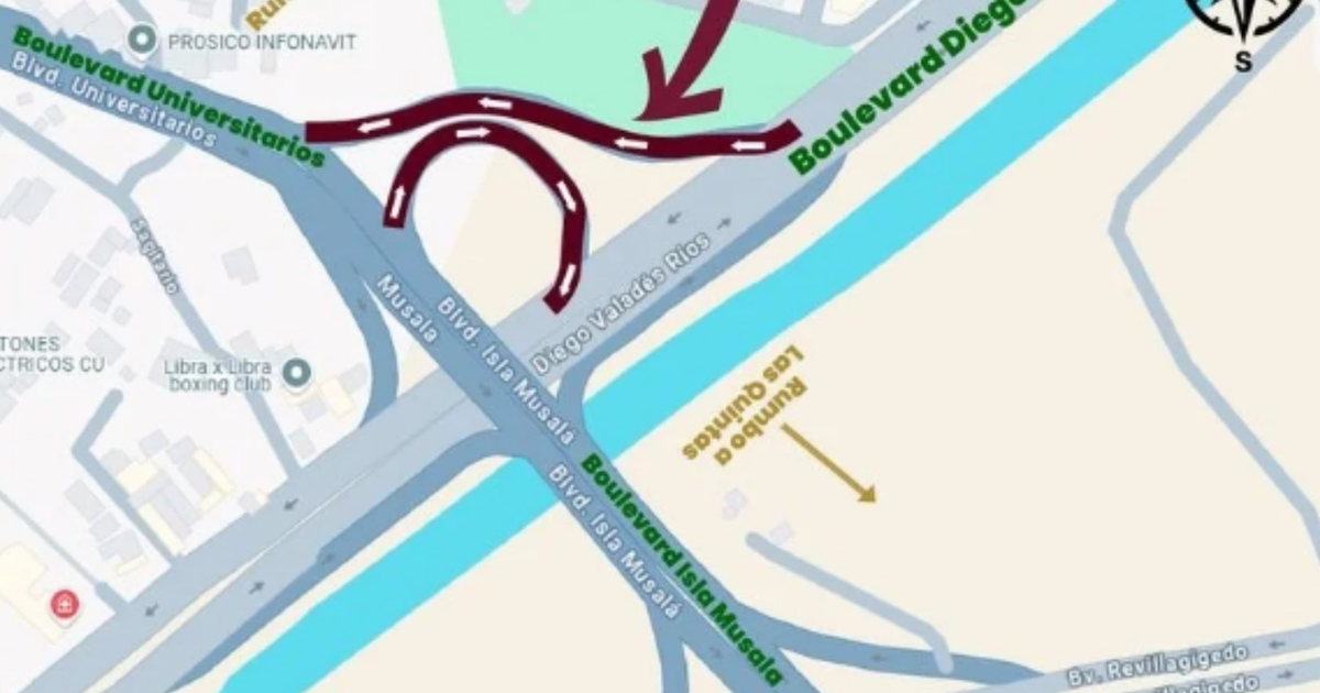 Mapa de intersección vial en Isla Musala con cierres por mantenimiento de drenaje.