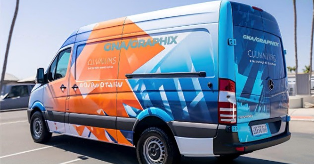 Furgoneta blanca con diseño colorido de GNAG RAPHIX en un aparcamiento
