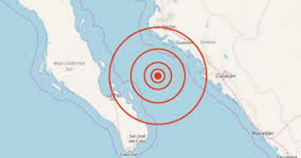 Mapa del epicentro del terremoto en Sinaloa, mayo 2025, con círculos concéntricos indicando magnitud.