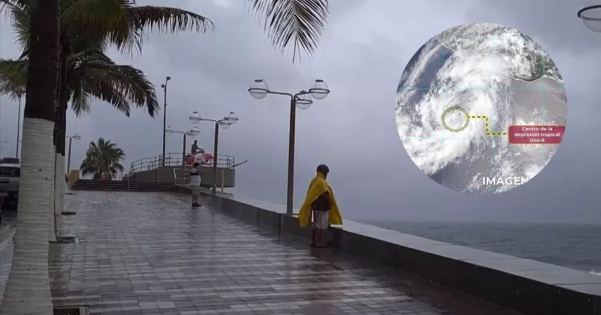 Paseo marítimo lluvioso con depresión tropical Uno-E en el Pacífico