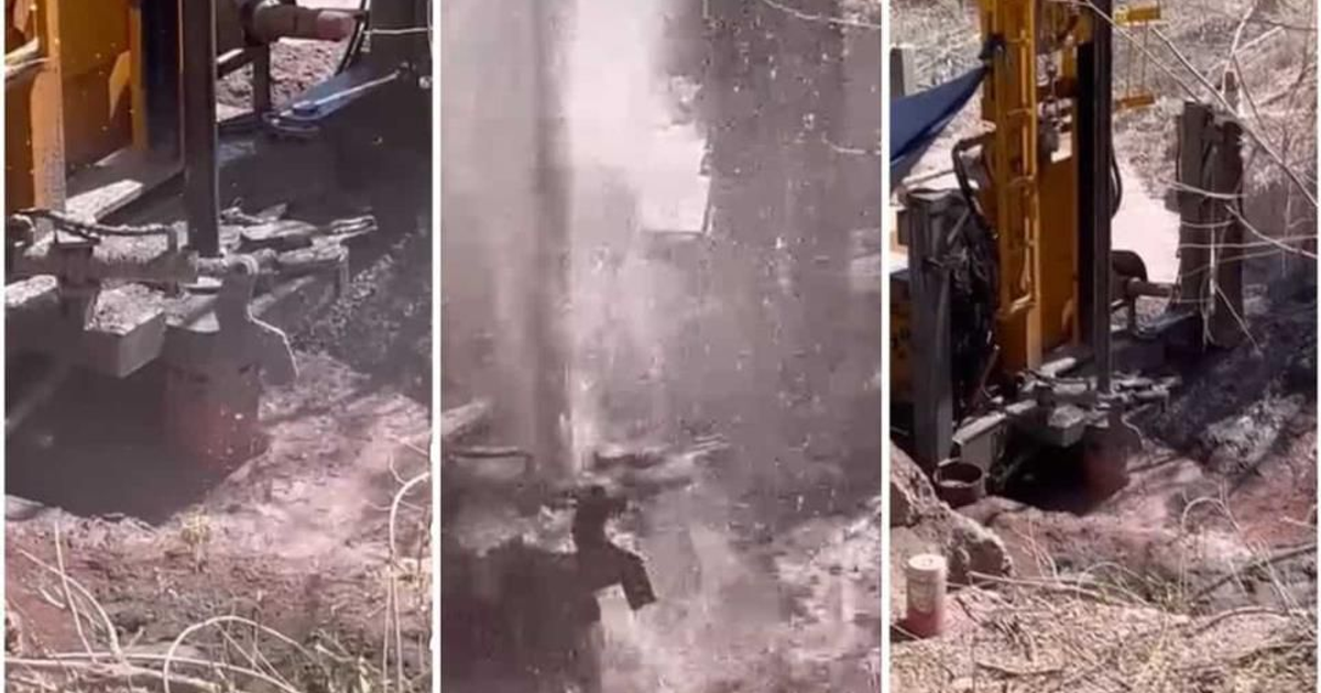 Equipo de perforación en Mocorito descubriendo agua subterránea