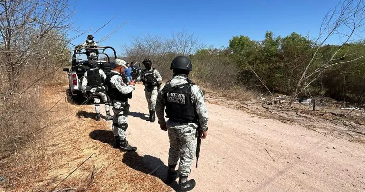 Policías en operativo en Isla Musala, Culiacán, tras hallazgo de cuerpos.