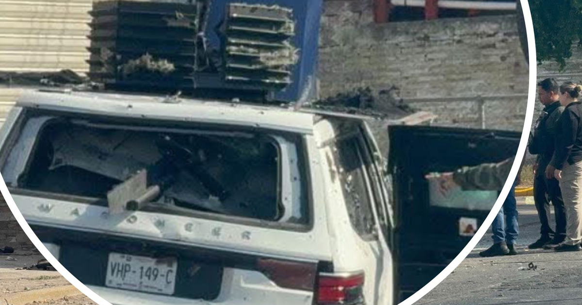 Camioneta blindada en escena de enfrentamiento armado en Culiacán