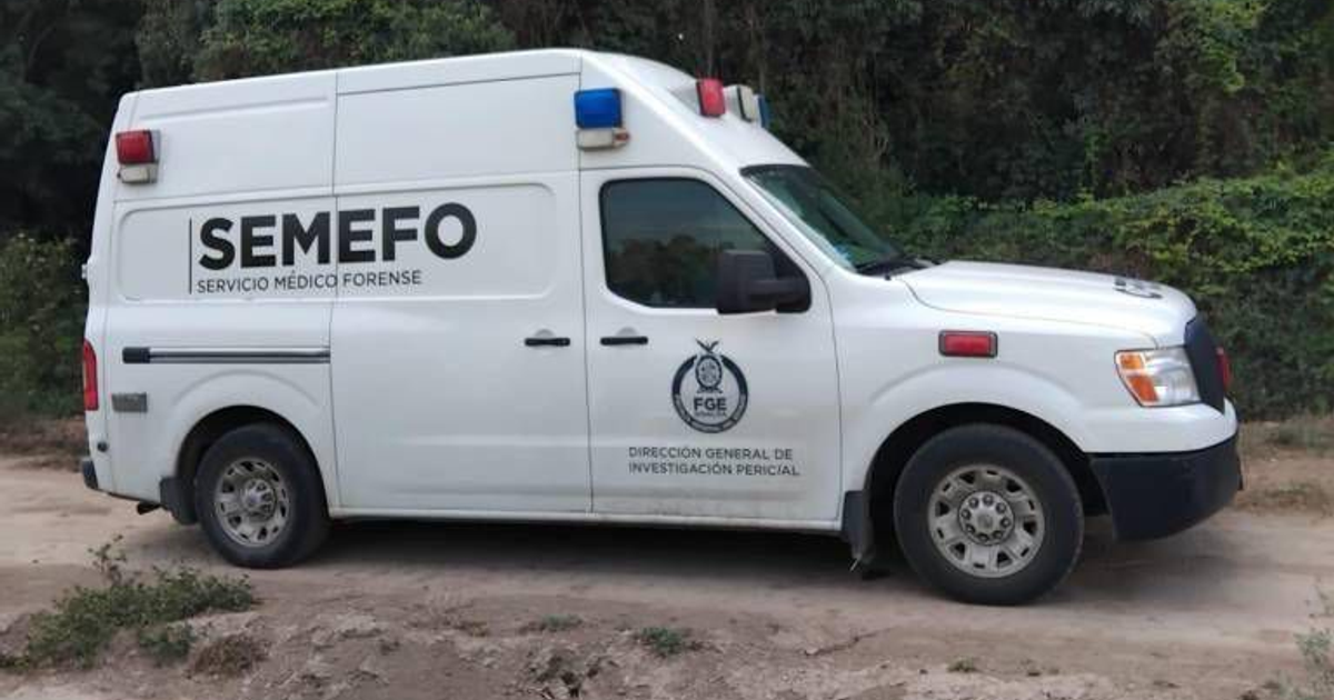 Camioneta blanca de SEMEFO estacionada en área verde, utilizada en investigaciones forenses.