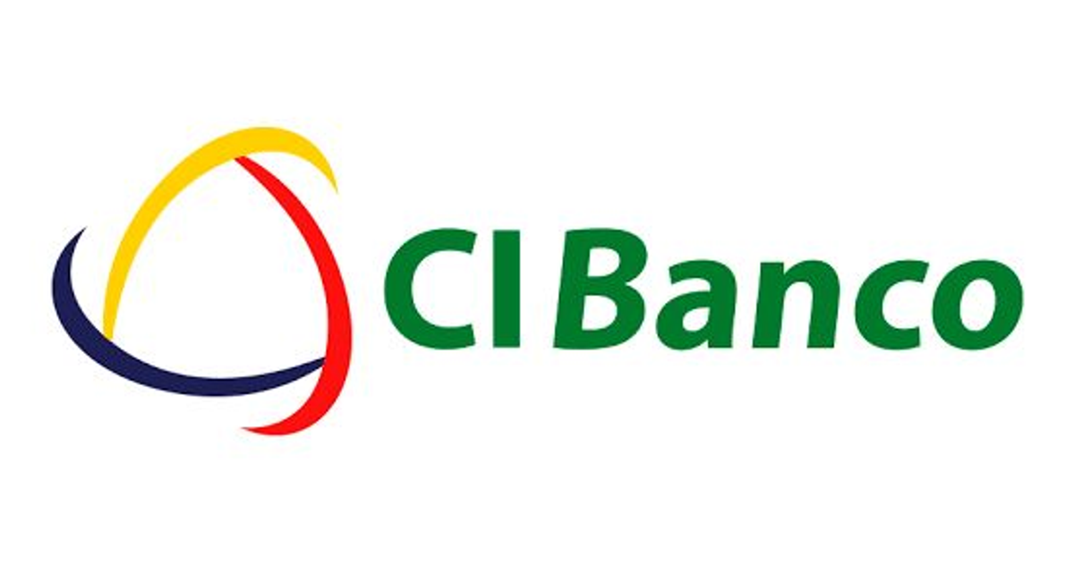 Logo de CIBanco con formas curvas y coloridas en amarillo, rojo y azul, texto en verde sobre fondo blanco.