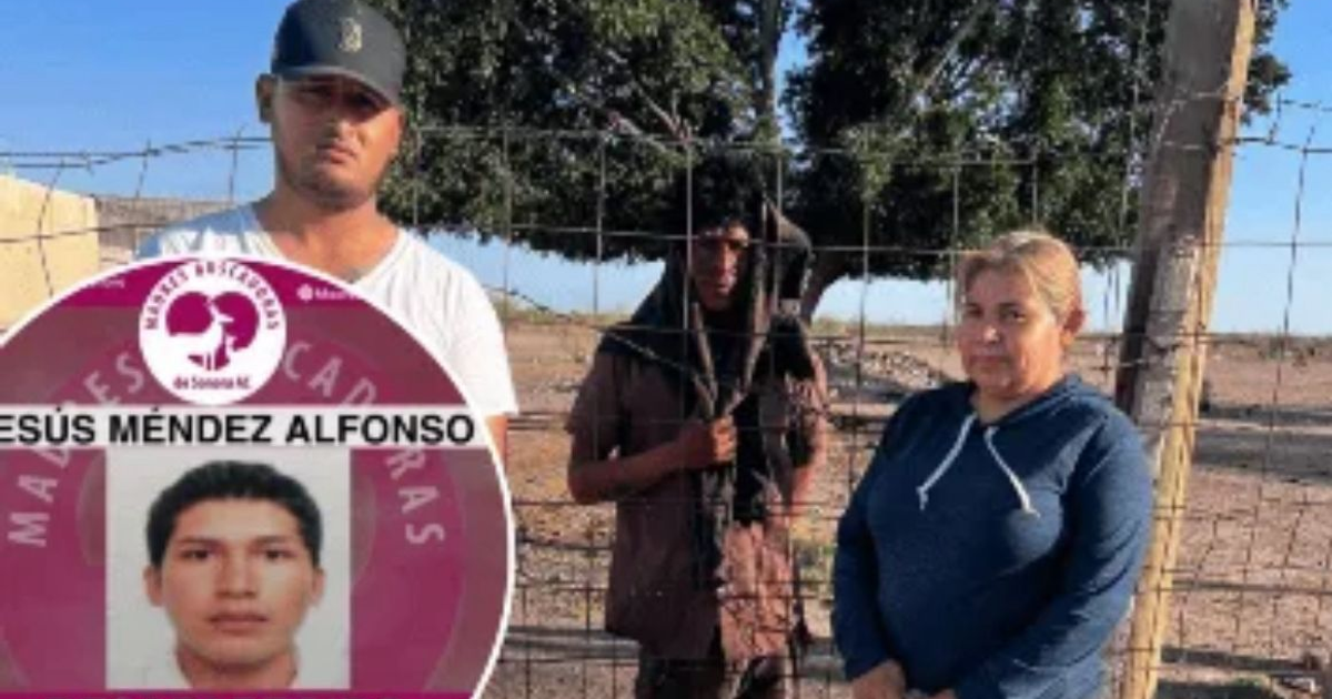 Tres personas frente a una cerca de alambre en un entorno rural, con una foto de Jesús Méndez Alfonso en la esquina inferior izquierda.
