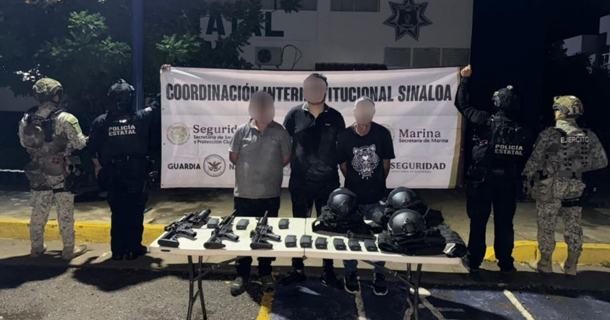 Detenidos y armas incautadas en operativo de seguridad en Culiacán