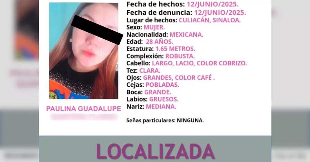 Cartel de búsqueda de Paulina Guadalupe, secuestrada en Culiacán.