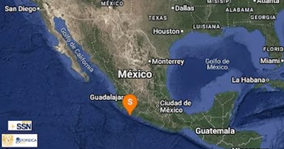 Mapa de México mostrando ubicación del sismo en Chiapas y ciudades importantes.