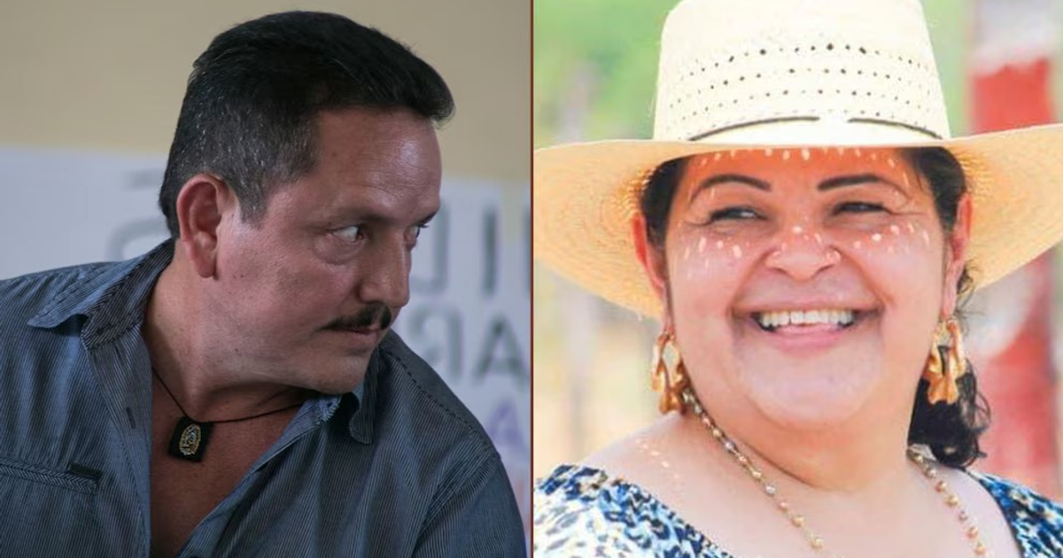 Retratos de líderes del CJNG en conflicto, hombre serio y mujer sonriente en contextos diferentes.