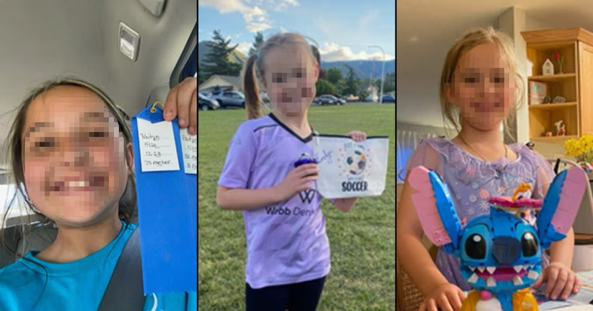 Tres fotografías de las niñas Decker sonriendo y disfrutando de actividades recreativas.