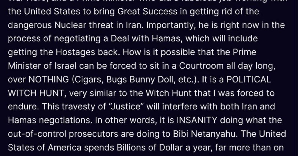 Discurso sobre el juicio de Netanyahu y su impacto en la política internacional