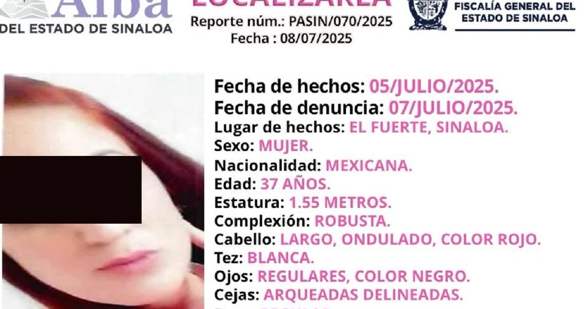 Documento de búsqueda de Estrella Lizbeth, mujer desaparecida en Sinaloa, con detalles personales y fechas clave.
