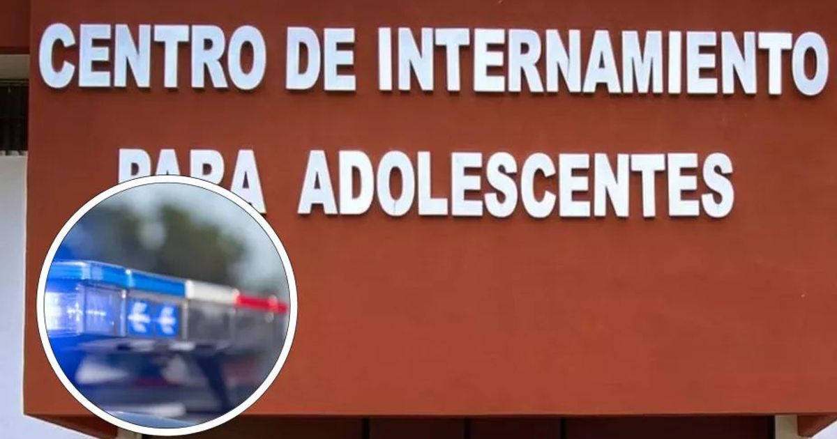 Cartel del Centro de Internamiento para Adolescentes con símbolo de luz policial