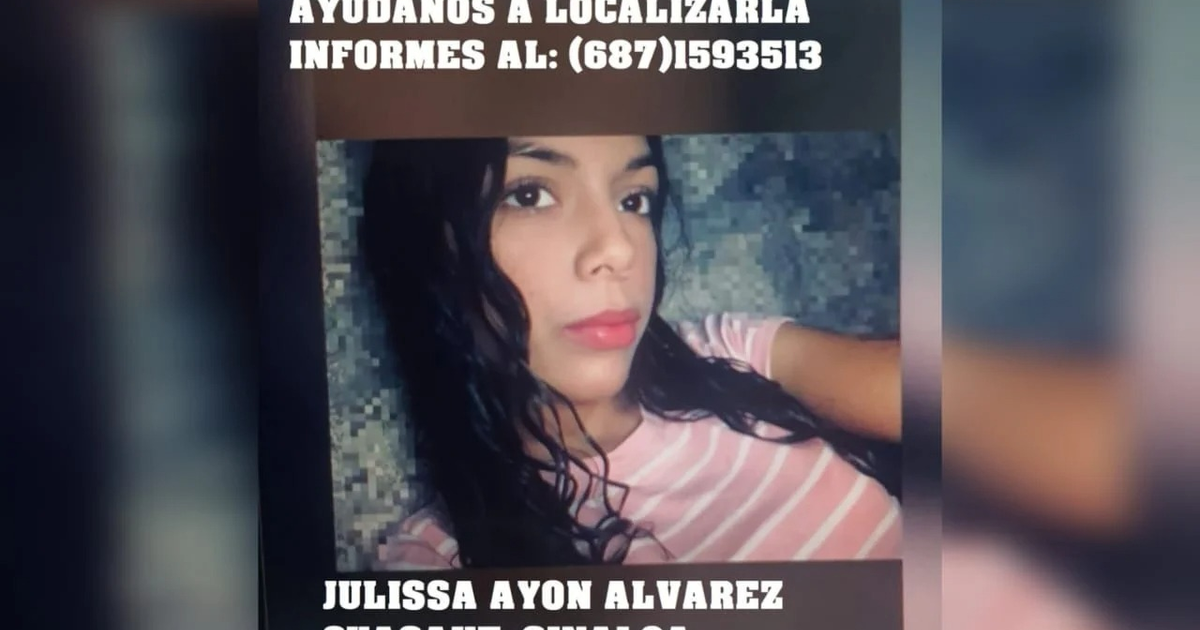 Aviso de búsqueda de Julissa Ayon Álvarez con número de contacto para información.
