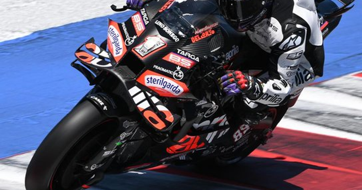 Jorge Martín en moto Aprilia RS-GP durante test en Misano