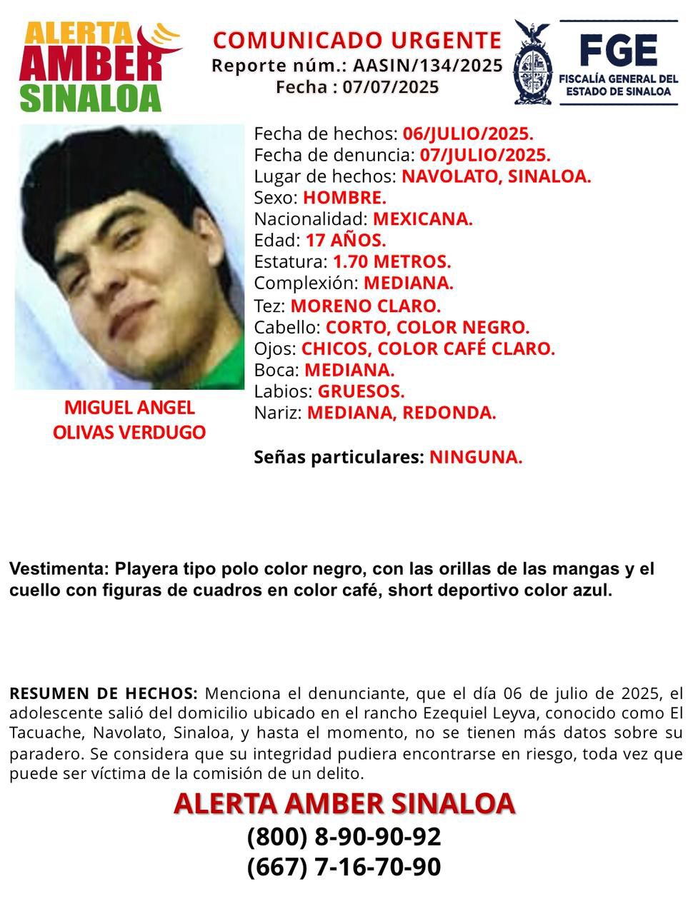 alerta amber, colaboración ciudadana, Fiscalía Sinaloa., localizado sin vida, menor desaparecido