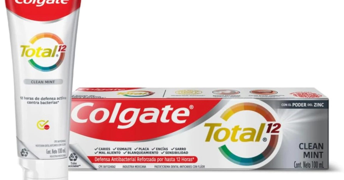 Tubo y caja de Colgate Total 12 Clean Mint, retirada por reacciones adversas
