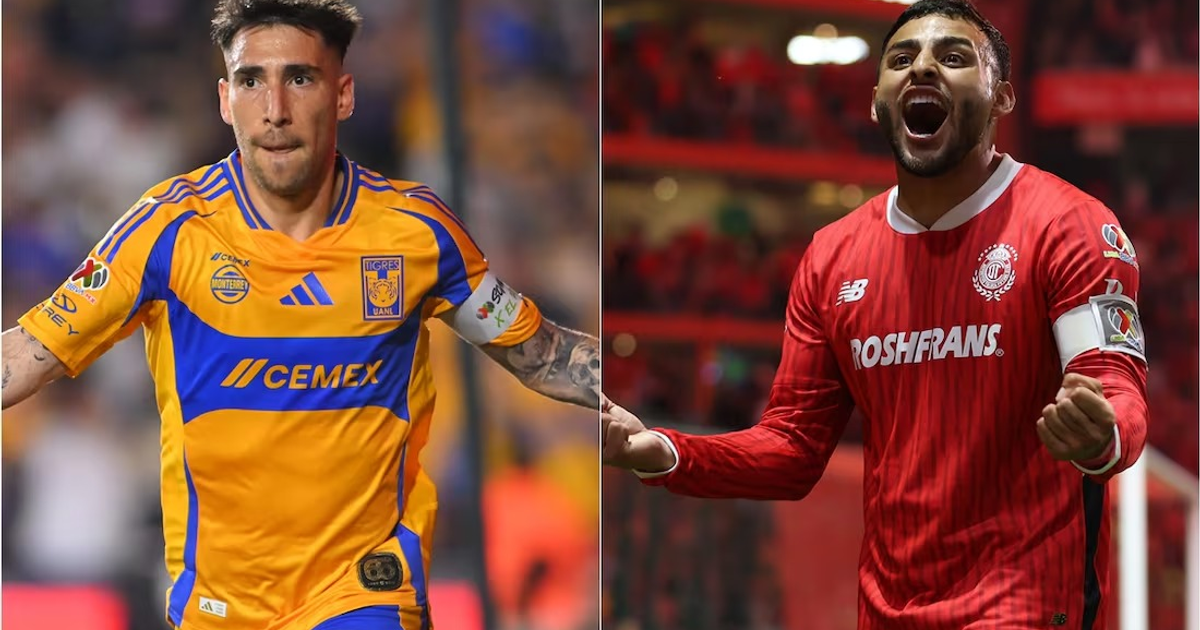 Futbolistas de Tigres UANL y Club Toluca celebrando en la Leagues Cup 2025